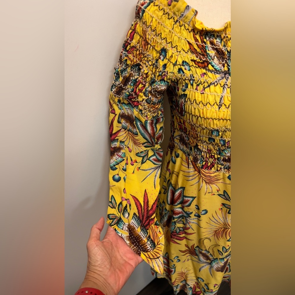 New with tag yellow floral dress by Farm Rio from Anthropologie size M - Picture 4 of 12